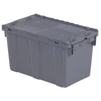 Orbis FP151 22" x 13" x 13" Stack-N-Nest Flipak Gray Tote Box with Hinged Lockable Lid