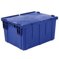 Orbis FP403 28" x 20" x 15" Stack-N-Nest Flipak Dark Blue Tote Box with Hinged Lockable Lid