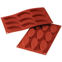 Silikomart SF039 SiliconFLEX 9 Compartment Big Boat Silicone Baking Mold - 3 15/16" x 1 3/4" x 9/16" Cavities