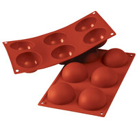 Silikomart SF002 SiliconFLEX 6 Compartment Half Spheres Silicone Baking Mold - 2 3/4 inch x 2 3/4 inch x 1 3/8 inch Cavities