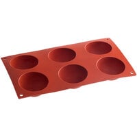 Silikomart SF002 SiliconFLEX 6 Compartment Half Spheres Silicone Baking Mold - 2 3/4" x 2 3/4" x 1 3/8" Cavities