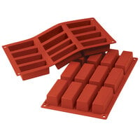 Silikomart SF026 SiliconFLEX 12 Compartment Cakes Silicone Baking Mold - 3 1/8 inch x 1 1/8 inch x 1 3/16 inch Cavities