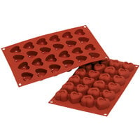 Silikomart SF089 SiliconFLEX 24 Compartment Small Heart-Shaped Silicone Baking Mold - 1 7/16" x 1 7/16" x 7/8" Cavities