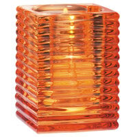 Sterno 80146 4 inch Orange Ribbed Kelly Square Liquid Candle Holder