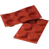 Silikomart SF047 SiliconFLEX 6 Compartment Flan Silicone Baking Mold - 3 1/8" x 3 1/8" x 11/16" Cavities