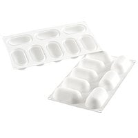 Silikomart PILLOW 80 8 Compartment Silicone Baking Mold with Border and Plastic Cutter - 3 3/16 inch x 1 11/16 inch x 1 5/16 inch Cavities