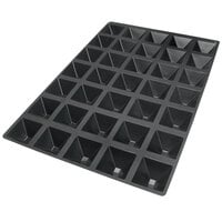 Silikomart SQ010 35 Compartment Pyramids Silicone Baking Mold - 2 9/16 inch x 2 9/16 inch x 1 3/8 inch Cavities