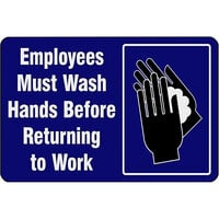 Notrax 194SEW35BU 194 3' x 5' Employees Must Wash Hands Before Returning to Work Floor Mat