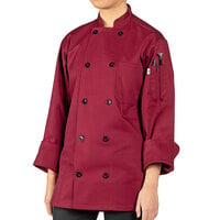 Uncommon Threads Moroccan 0405 Unisex Burgundy Customizable Long Sleeve Chef Coat - L