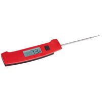 Taylor 5256860 4 3/8" Red Waterproof Digital Folding Thermocouple Thermometer with Rotating Display and Backlight