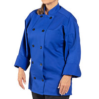 Uncommon Threads Moroccan 0405 Unisex Royal Blue Customizable Long Sleeve Chef Coat - L