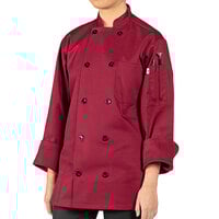 Uncommon Chef Moroccan 0405 Unisex Burgundy Customizable Long Sleeve Chef Coat - 3XL
