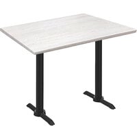 Holland Bar Stool OD211EB-36BWOD3048WA EnduroTop 30 inch x 48 inch White Ash Wood Laminate Outdoor / Indoor Counter Height Table with End Column Base