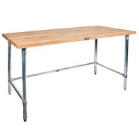 John Boos & Co. SNB10 Wood Top Work Table with Stainless Steel Base - 30" x 72"