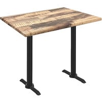 Holland Bar Stool OD211EB-42BWOD3048RUSTIC EnduroTop 30 inch x 48 inch Rustic Wood Laminate Outdoor / Indoor Bar Height Table with End Column Base