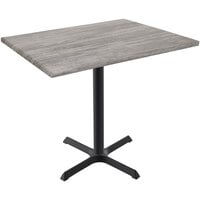 Holland Bar Stool OD211-3030BWOD3048GRYSTN EnduroTop 30 inch x 48 inch Greystone Wood Laminate Outdoor / Indoor Standard Height Table with Cross Base