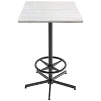 Holland Bar Stool OD21642BWOD30SQWA EnduroTop 30 inch Square White Ash Wood Laminate Outdoor / Indoor Bar Height Table with Foot Rest Base