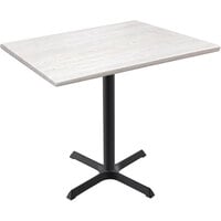 Holland Bar Stool OD211-3030BWOD3048WA EnduroTop 30 inch x 48 inch White Ash Wood Laminate Outdoor / Indoor Standard Height Table with Cross Base