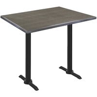 Holland Bar Stool OD211EB-42BWOD3048CHAR EnduroTop 30 inch x 48 inch Charcoal Wood Laminate Outdoor / Indoor Bar Height Table with End Column Base