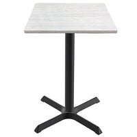 Holland Bar Stool OD211-3036BWOD30SQWA EnduroTop 30 inch Square White Ash Wood Laminate Outdoor / Indoor Counter Height Table with Cross Base