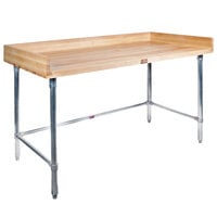 John Boos & Co. DSB08 Wood Top Baker's Table with Stainless Steel Base - 30 inch x 72 inch