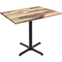 Holland Bar Stool OD211-3030BWOD3048RUSTIC EnduroTop 30 inch x 48 inch Rustic Wood Laminate Outdoor / Indoor Standard Height Table with Cross Base