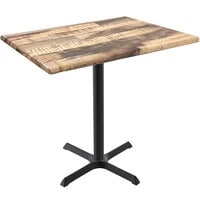 Holland Bar Stool OD211-3036BWOD3048RUSTIC EnduroTop 30 inch x 48 inch Rustic Wood Laminate Outdoor / Indoor Counter Height Table with Cross Base