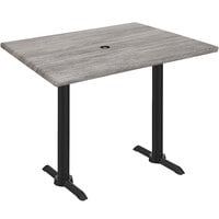 Holland Bar Stool OD211EB-36BWOD3048GRYSTNU EnduroTop 30 inch x 48 inch Greystone Wood Laminate Outdoor / Indoor Counter Height Table with End Column Base and Umbrella Hole