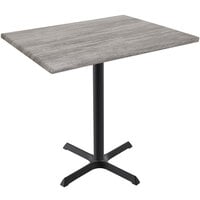 Holland Bar Stool OD211-3036BWOD3048GRYSTN EnduroTop 30" x 48" Greystone Wood Laminate Outdoor / Indoor Counter Height Table with Cross Base