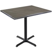 Holland Bar Stool OD211-3030BWOD3048CHAR EnduroTop 30 inch x 48 inch Charcoal Wood Laminate Outdoor / Indoor Standard Height Table with Cross Base