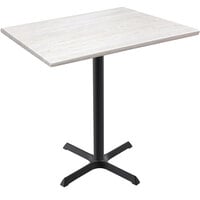 Holland Bar Stool OD211-3042BWOD3048WA EnduroTop 30 inch x 48 inch White Ash Wood Laminate Outdoor / Indoor Bar Height Table with Cross Base