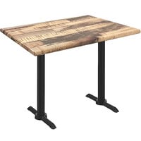 Holland Bar Stool OD211EB-36BWOD3048RUSTIC EnduroTop 30 inch x 48 inch Rustic Wood Laminate Outdoor / Indoor Counter Height Table with End Column Base