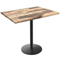 Holland Bar Stool OD214-2236BWOD3048RUSTIC EnduroTop 30 inch x 48 inch Rustic Wood Laminate Outdoor / Indoor Counter Height Table with Round Base
