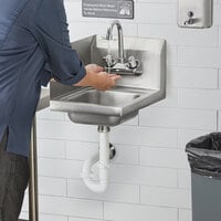 Regency 12 inch x 16 inch Wall Mounted Hand Sink with Gooseneck Faucet and Left Side Splash