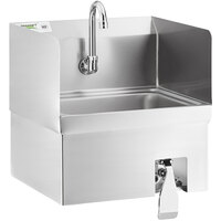 Regency 17" x 15" Hands-Free Hand Sink with Knee Operated Valve and Side Splashes