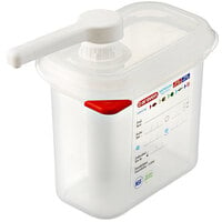 Araven 01362 1.5 Qt. Translucent Condiment Pump Dispenser with 1 oz. Pump and Airtight Lid
