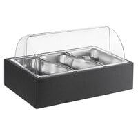 Vollrath Cubic Wild Pan Display Kit with 3 Wild Food Pans, Wooden Base, and Roll Top Cover