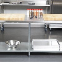 Regency 30 inch x 96 inch 18-Gauge 304 Stainless Steel Commercial Work Table with Galvanized Legs and Undershelf