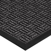 Lavex Janitorial Water Absorbent 2' x 3' Charcoal Parquet Indoor Entrance Mat - 3/8 inch Thick