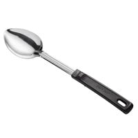 Vollrath 46945 14 inch Stainless Steel Solid Basting Spoon with Black Grip 'N Serv® Handle