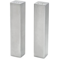Front of the House TSP014BSS22 2 oz. Brushed Stainless Steel Square Salt and Pepper Shaker Set - 6/Case