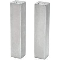 Front of the House TSP014BSS22 2 oz. Brushed Stainless Steel Square Salt and Pepper Shaker Set - 6/Case