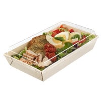 Solia WA00210 9 13/16 inch x 5 1/8 inch x 1 5/8 inch Laminated Wooden Punnet with Clear Plastic Lid - 150/Case