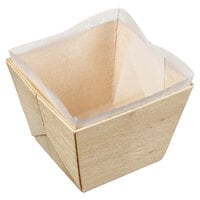 Solia WA00013 3 13/16 inch x 3 13/16 inch x 2 3/16 inch Square Wooden Punnet with Baking Paper - 200/Case