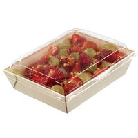 Solia WA00220 7 1/8 inch x 5 1/8 inch x 1 5/8 inch Laminated Wooden Punnet with Clear Plastic Lid - 200/Case
