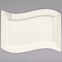 Fineline Wavetrends 1406-BO 6 1/2 inch x 10 inch Bone / Ivory Plastic Salad Plate - 120/Case