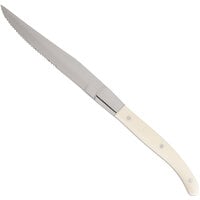 Fortessa 1.5.STK.00.240 Provencal 9 1/4 inch Serrated Edge Steak Knife with Blonde Handle and Full Tang Blade - 6/Pack