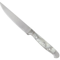 Fortessa 1.5.STK.NS.273 Metalware 9 1/8 inch 18/10 Steak Knife with Pearl Grey Acrylic Handle - 6/Pack