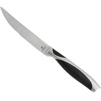 Fortessa 1.5.STK.00.237 CIOP 9 1/4 inch Serrated Edge Steak Knife with Black Handle and Full Tang Blade - 6/Pack