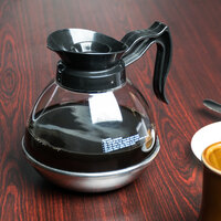 64 oz. Polycarbonate Coffee Decanter with Stainless Steel Bottom and Black Handle